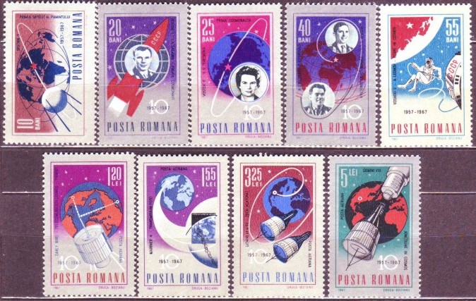 1967 - 10 ani de Cosmonautica, serie neuzata